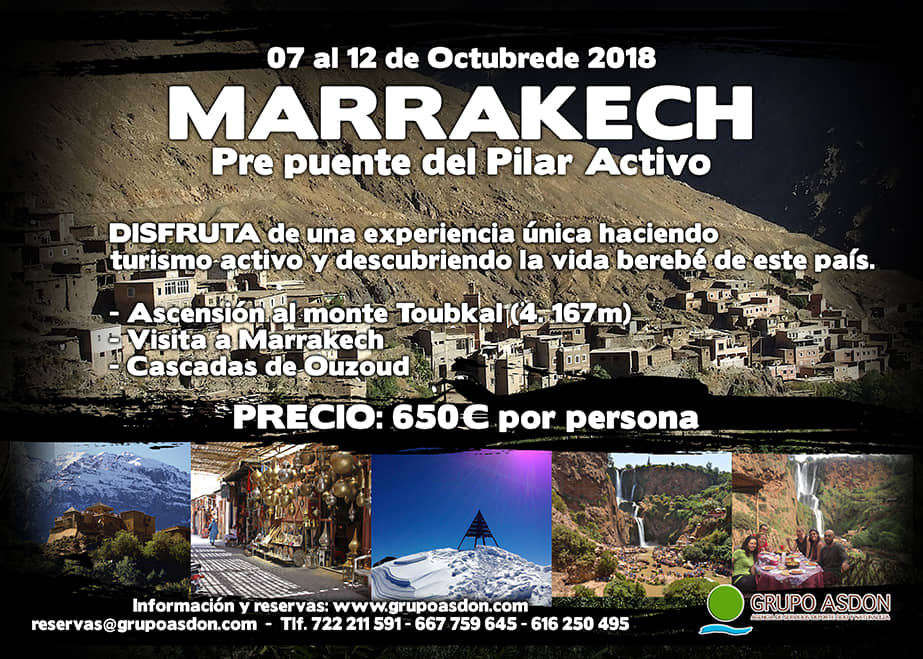 07 - 12 de Octubre de 2018 - Pre puente del Pilar en Marruecos "Visita a Marrakech, Ascensión al Toubkal y cascadas Ouzuod". 