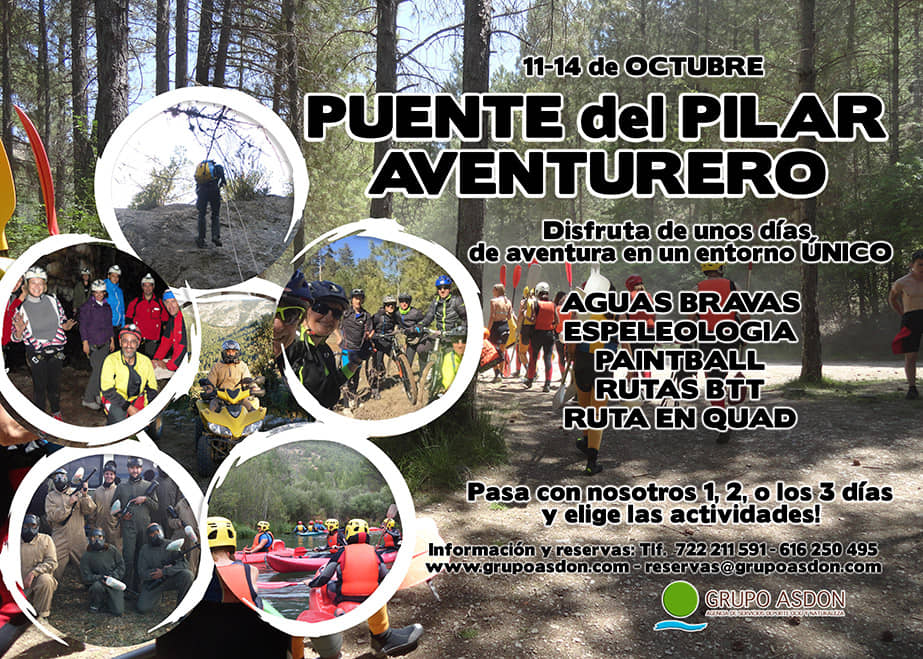 11 - 14 de Octubre Puente del Pilar - Aguas bravas, paintball, espeleologia, senderismo, ruta en btt... en el Alto Tajo.