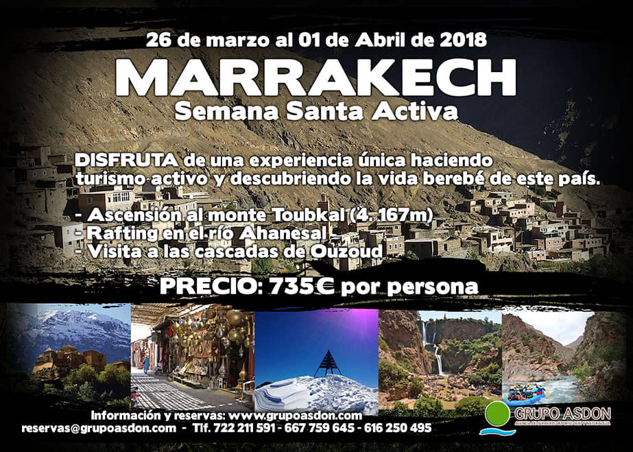 26 de Marzo - 01 de Abril de 2018 - Semana Santa en Marruecos "Ascensión Toubkal, cascadas Ouzuod y rafting río Ahanesal".